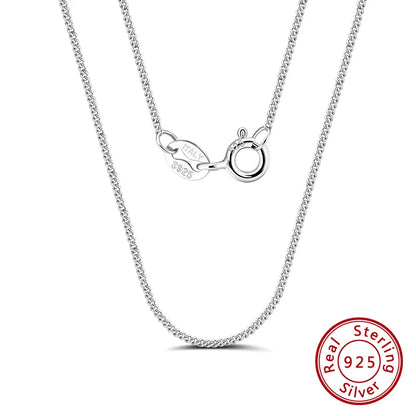 Rinntin Solid 925 Sterling Silver 1.0mm Side Chain Necklace for Women Girls Elegant Necklace Fine Jewelry 40/45/50/55/60cm SC18