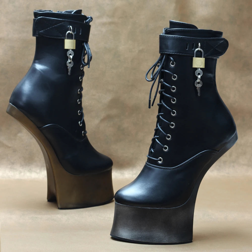 JIALUOWEI 7inch High Heel New Fancy Ponyplay bootfetish Ankle Platform Boots In Stock Fast Shipping Size36-46