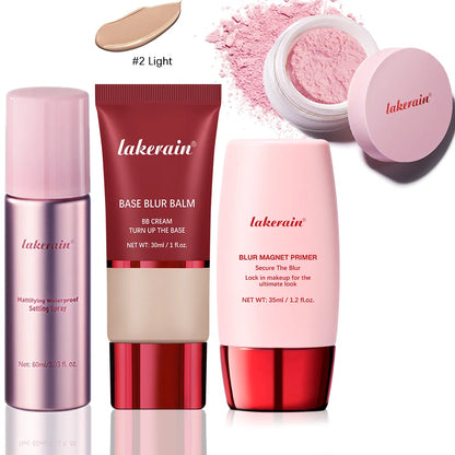 Ultimate Blurring Setting Powder Travel Size Set  Waterproof Setting Spray Blur Magnet Primer BASE BLUR BALM  Oil Control Kit