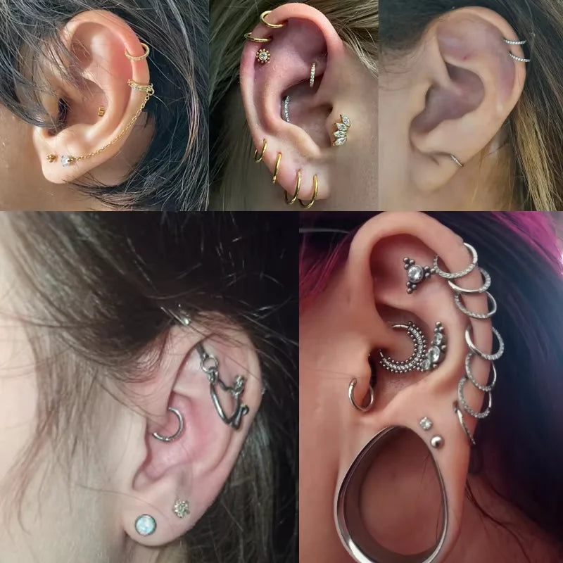 1/10Pc Stainless Steel Nose Ring CZ 16G Hinged Septum Clicker Segment Ear Tragus Cartilage Daith Lip Nose Body Piercing Jewelry
