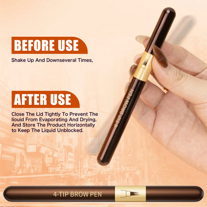 Four-pronged eyebrow pencil, four-end, long-lasting, non-smudged, water-resistant, anti-smudged eyebrow pencil