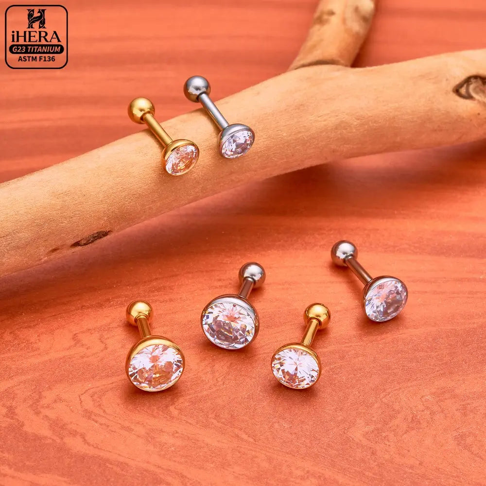ASTM F136 Titanium Piercing Round Bowl Shaped Screw Labret Earring Set Lip Ring Cartilage Tragus Conch Jewelry Helix Nose Studs