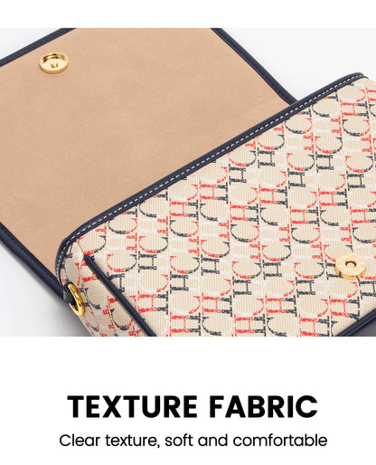 CHCH Women's Saddle Bag 2024 New Brand Letter Printed Flap Cross Shoulder Bag Retro Wide Shoulder Strap Single Shoulder Bag