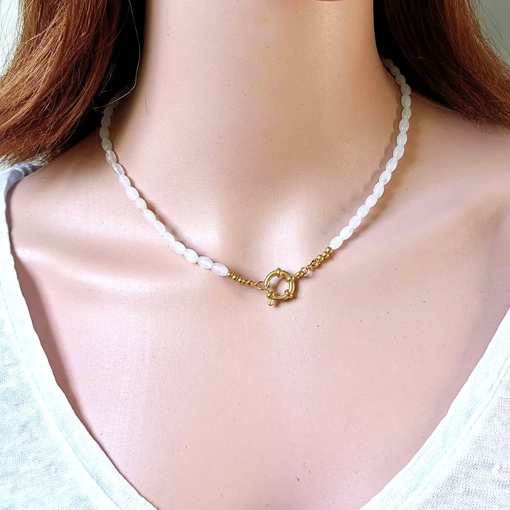 HUIDANG Trend Beads Necklace 2025 Collar Woman Colorful Natural Stone Necklace New In Summer