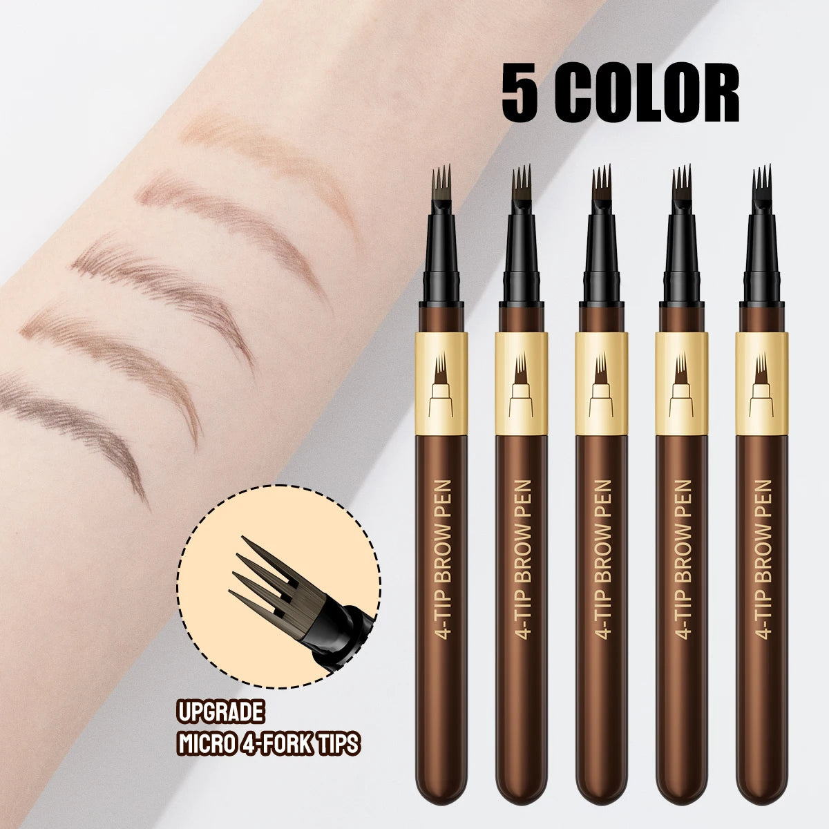 Four-pronged eyebrow pencil, four-end, long-lasting, non-smudged, water-resistant, anti-smudged eyebrow pencil