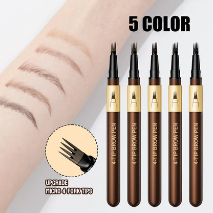 Four-pronged eyebrow pencil, four-end, long-lasting, non-smudged, water-resistant, anti-smudged eyebrow pencil