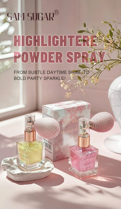 Face & Body Shimmer Spray, Contour Highlight Powder Mist, Ultra-Fine Glitter for Cheekbones Legs Body, Dewy Makeup Setting Spray
