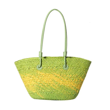 Casual Large Capacity Tote Designer Wicker Woven Women Handbags Summer Beach Bali Straw Bag Lady Travel Big Basket Purse