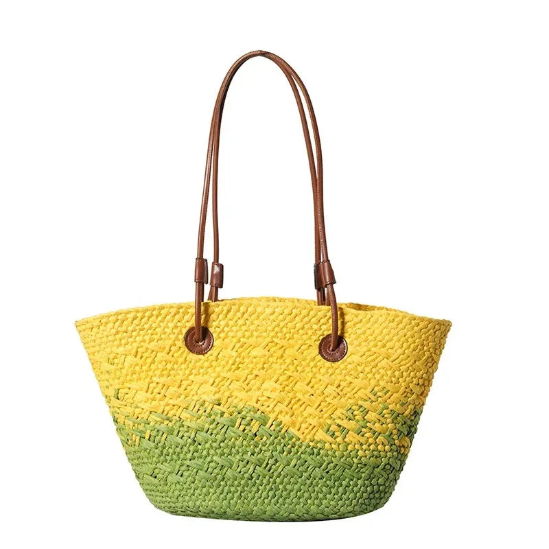 Casual Large Capacity Tote Designer Wicker Woven Women Handbags Summer Beach Bali Straw Bag Lady Travel Big Basket Purse