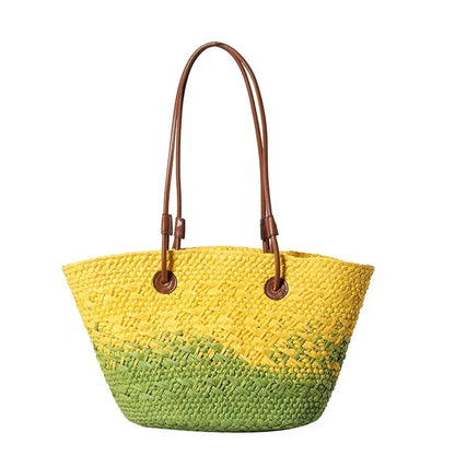 Casual Large Capacity Tote Designer Wicker Woven Women Handbags Summer Beach Bali Straw Bag Lady Travel Big Basket Purse