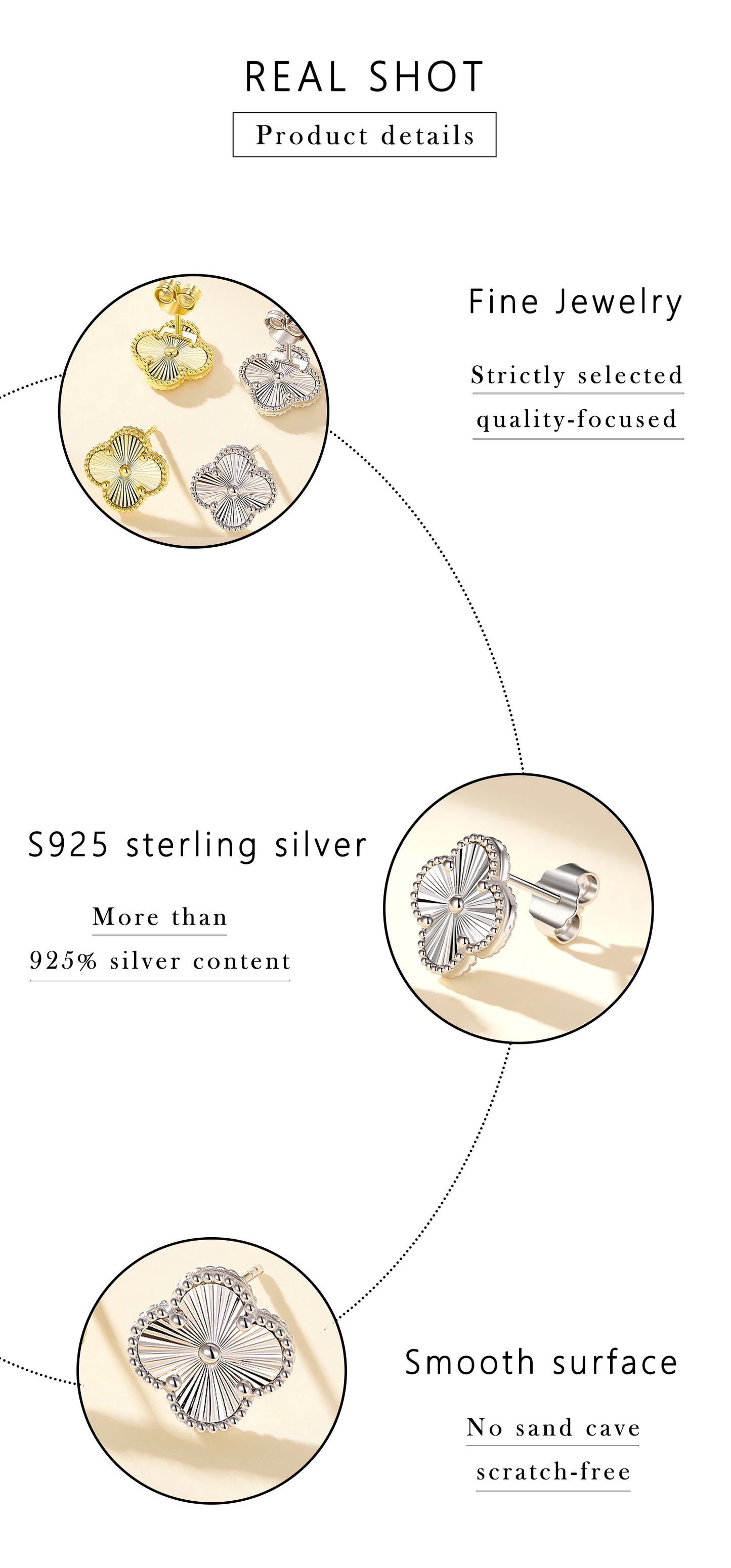S925 Sterling Silver Ancient Chinese Four Petal Flower Stud Earrings Wholesale Vintage Radial Texture Jewelry For Women