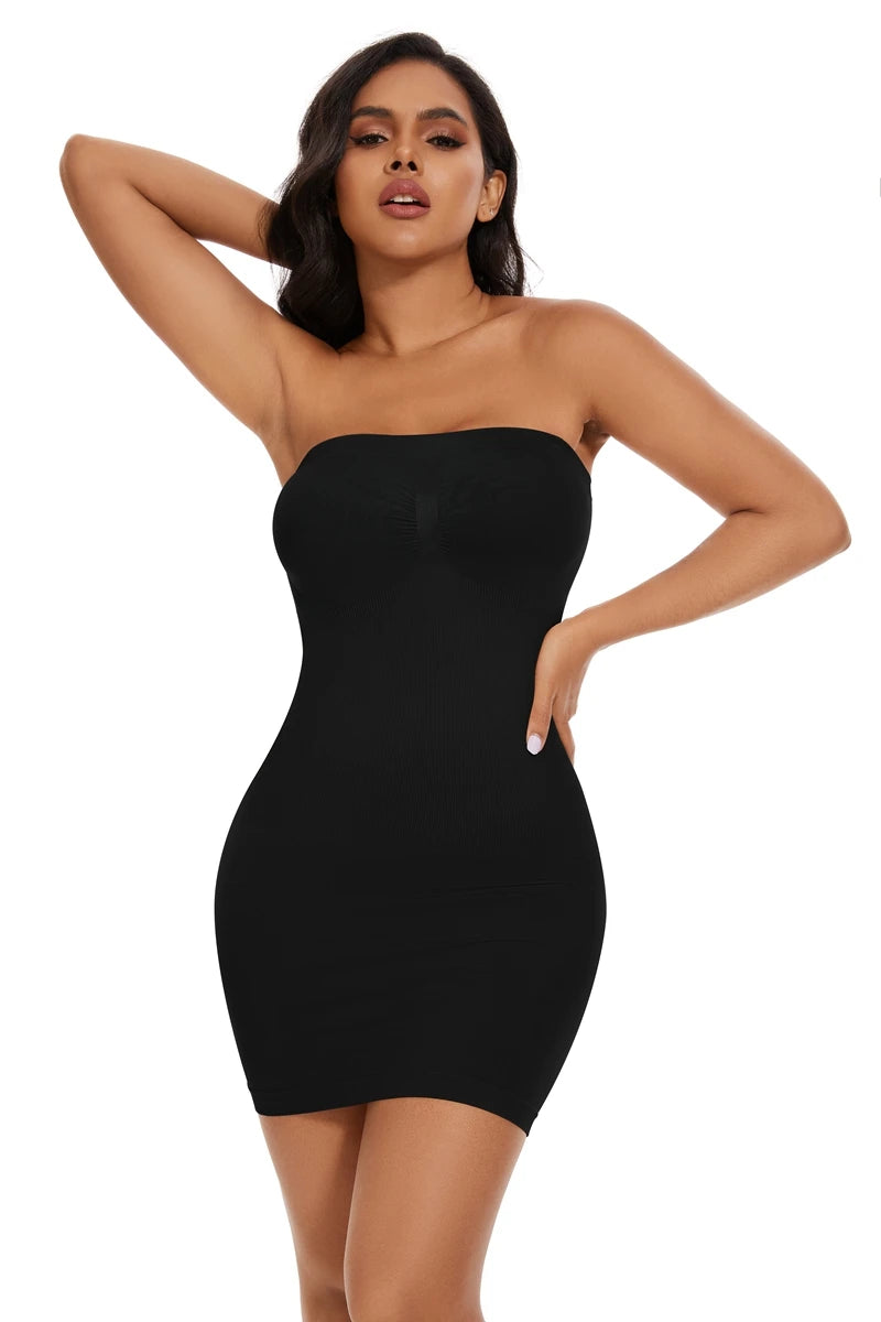 Seam-free Slips For Women Off Shoulder Under Dress Shapewear Dresses Tummy Control Skirt Body Shaping Smoother