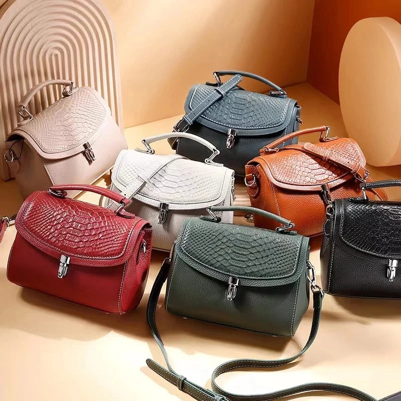 Women's Mini Bag Genuine Leather Lady Handbag Female Crocodile Pattern Crossbody Shoulder Bag Fashion Trend Small Flap Messenger