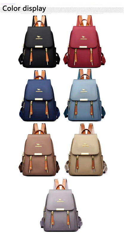 Hot Selling Solid Color Zipper Oxford Fashion Women's Backpack 2024 New Versatile Commuting Large Capacity Soft Female Back Pack