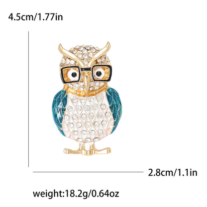 Rhinestone Cartoon Owl Brooch for Women Unisex Enamel Animal Pin Bird Lapel Pin Banquet Party Backpack Gifts Jewelry Accessories