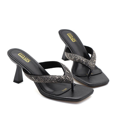 Black Red High Heel Slippers Women Open Toe Slingback Sandals Female Pumps Square Toe Summer Simple Designer Heeled Sandals