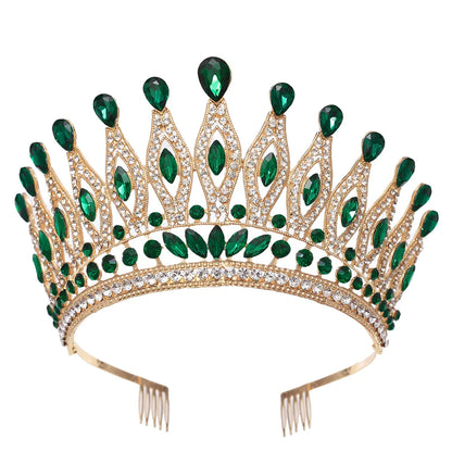 KMVEXO Baroque Queen Large Crystal AB Crowns For Bridal Women Girls Wedding Tiaras Diadem Comb Princess Party Hair Dress Jewelry