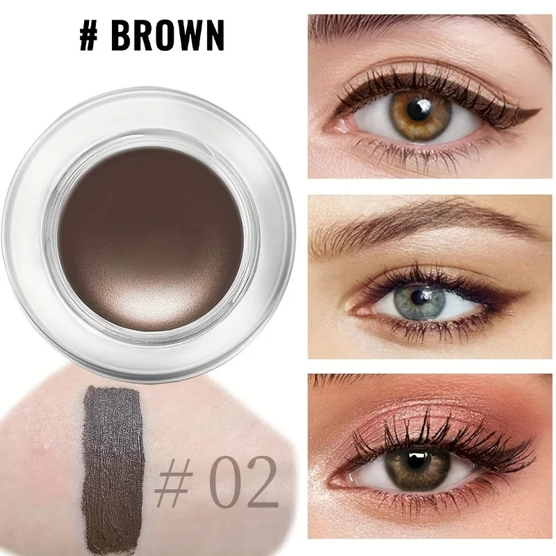 Portable Gel Eyeliner Black and Brown, Water Proof Smudge Proof Eyeliner Cream, Quick Drying Last for All Day Long Brow Eyeliner