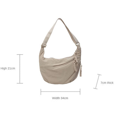 Casual Canvas Crossbody Bags Korean Simplified Large Capacity Sports Hobos Bag Solid Color Lightweight Dumpling Bag Women
