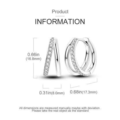 925 Sterling Silver Exquisite Multi-layer Ear Ring Jewelry Versatile Hoop Earrings For Women Jewelry Fine Birthday Party Gift