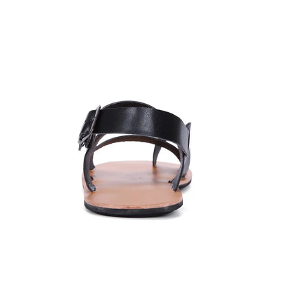 New Summer Men Sandals Leather Vintage Flat Heel Solid Buckle Beach Gladiator Sandals Shoes Breathable Men Flip Flops Sandals