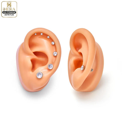 ASTM F136 Titanium Piercing Round Bowl Shaped Screw Labret Earring Set Lip Ring Cartilage Tragus Conch Jewelry Helix Nose Studs