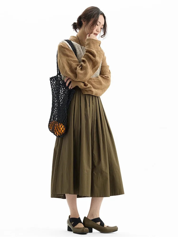Hepburn-Style Mini Skirt~Pleated Skirt for Petite Figures, Gray-Purple 100% Cotton Umbrella Skirt, Gray A-Line Skirt, New Style for Women