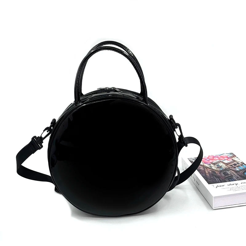 Girls Punk Dark Gothic Novel Shoulder Bag Skull Crossbody Bag, Moon Messenger Bag, Round Bag