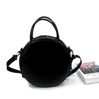 Girls Punk Dark Gothic Novel Shoulder Bag Skull Crossbody Bag, Moon Messenger Bag, Round Bag