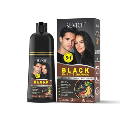 500ml Black Dyed Shampoo Instant Dye Covers Natural Gray Hair Shampoo Black Hair Dye Herbal Ginseng Ginger White Hair Dyed Black