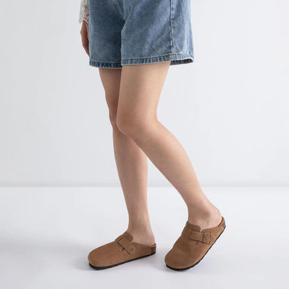 Goosecret Genuine Cow Suede Clogs for Women Men Clogs Soft Cork Footbed Mules Leisure House Shoes with Arch Support Beach Slides