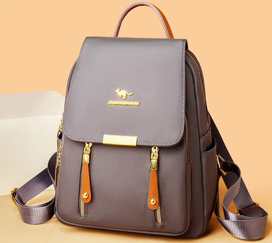 Hot Selling Solid Color Zipper Oxford Fashion Women's Backpack 2024 New Versatile Commuting Large Capacity Soft Female Back Pack