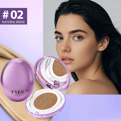 Korean Air Cushion Concealer Foundation, SPF Makeup Base with Soft-Focus Filter, Lightweight Non-Cakey, Long-Lasting Matte Cover