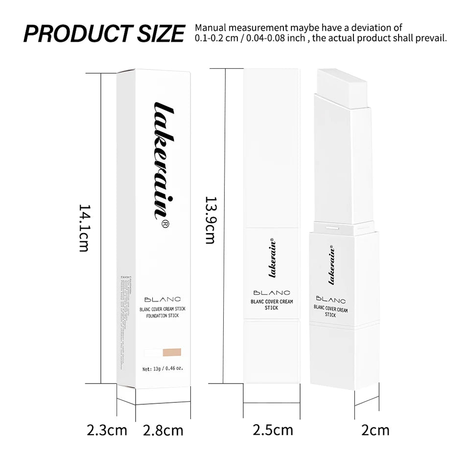 Color-changing Foundation Stick Blanc Foundation Korean Makeup Base High Coverage Concealer Natural Nude 2 IN 1 Foundation Stick