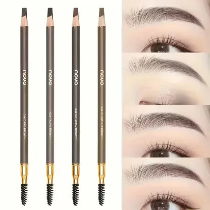 4 Pack Waterproof Eyebrow Pencils - Dual-Ended with Spoolie Brush | Smudge Proof Long Lasting Microblading for Tattooed Brows, S