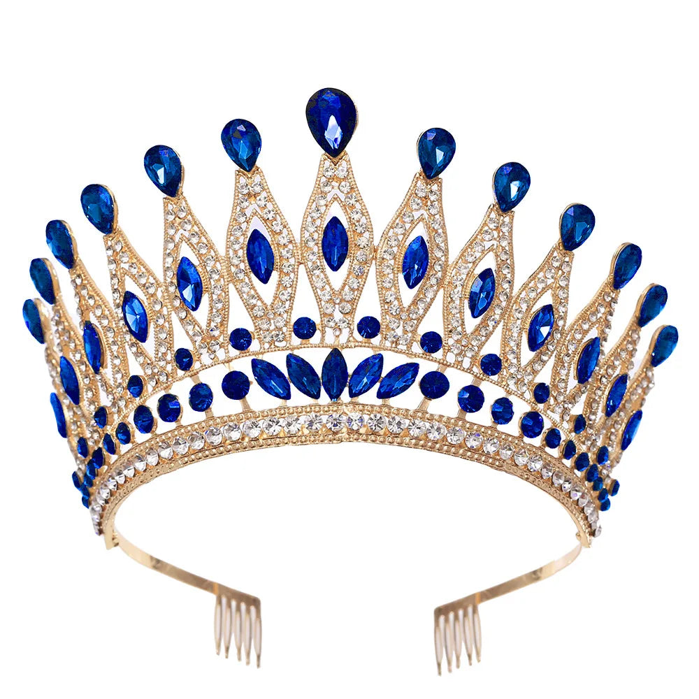 KMVEXO Baroque Queen Large Crystal AB Crowns For Bridal Women Girls Wedding Tiaras Diadem Comb Princess Party Hair Dress Jewelry