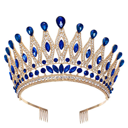 KMVEXO Baroque Queen Large Crystal AB Crowns For Bridal Women Girls Wedding Tiaras Diadem Comb Princess Party Hair Dress Jewelry