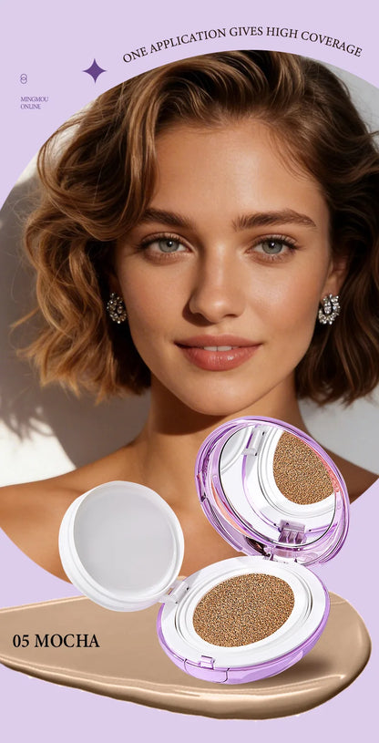 Korean Air Cushion Concealer Foundation, SPF Makeup Base with Soft-Focus Filter, Lightweight Non-Cakey, Long-Lasting Matte Cover