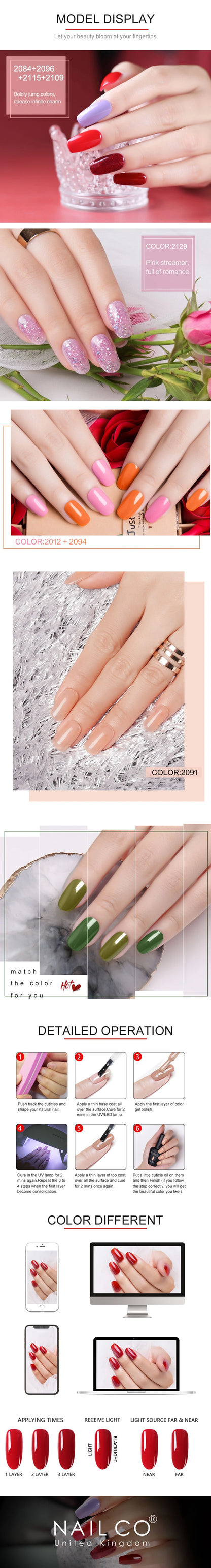 NAILCO 15ml 10/20/30pcs Nail Gel Polish 333 Colors Blue UV&LED Gel Varnish Nude Red Soak Off Semi Permanent UV Nail Gel Varnish