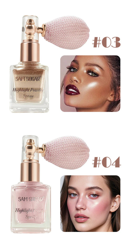 Face & Body Shimmer Spray, Contour Highlight Powder Mist, Ultra-Fine Glitter for Cheekbones Legs Body, Dewy Makeup Setting Spray