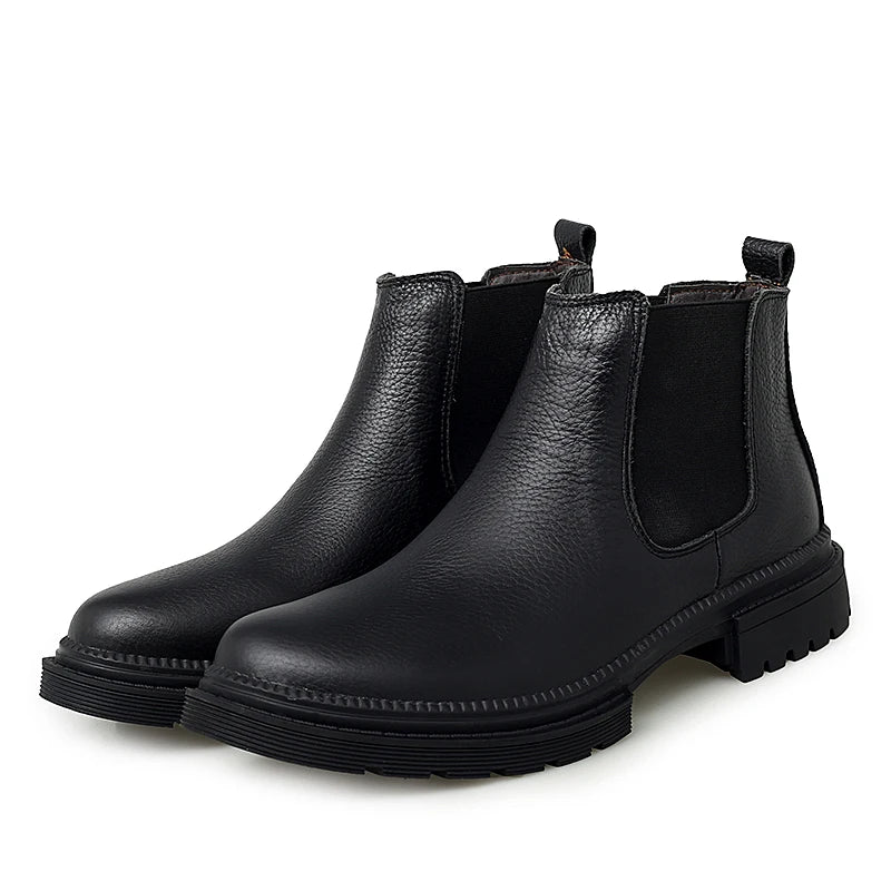 Winter Genuine Leather Ankle Chelsea Boots Men Boot Botines Hombre Black Brown