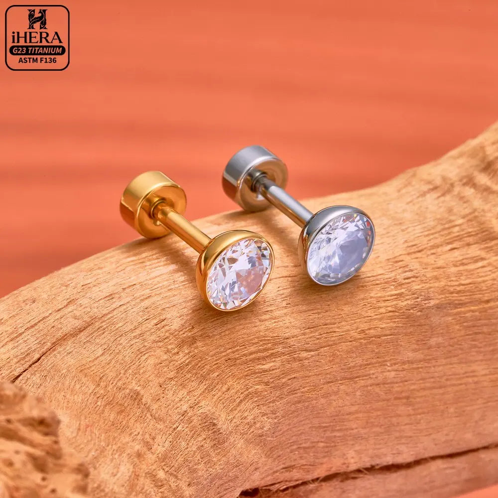 ASTM F136 Titanium Piercing Round Bowl Shaped Screw Labret Earring Set Lip Ring Cartilage Tragus Conch Jewelry Helix Nose Studs
