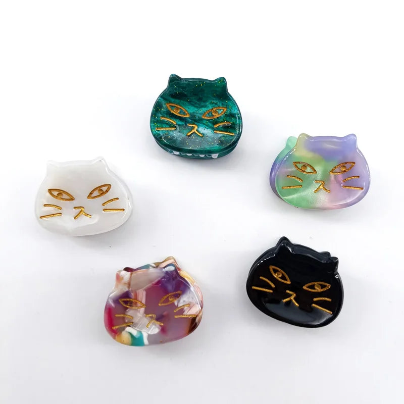 5pcs Cat Small Hair Clip for Women Hair Claw Acetic Acid Barrettes Crab Claw Clips Styling Hairpins Fashion Hair Accessories