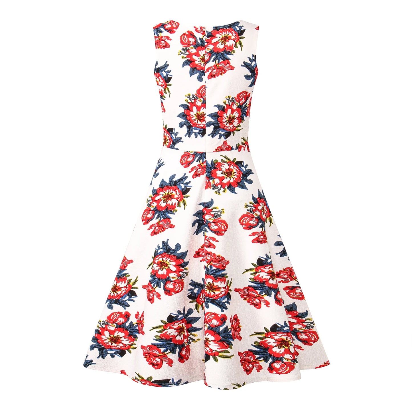 Summer Woman Printing Sleeveless Long Dress Vintage Dress Casual A-Line Beach Print Dress