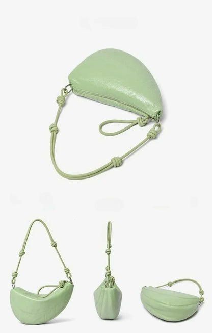 Fashionable Genuine Leather Saddle Bag, Top-grain Cowhide Dumpling Bag, High-end and Versatile Single-shoulder Crossbody Bag