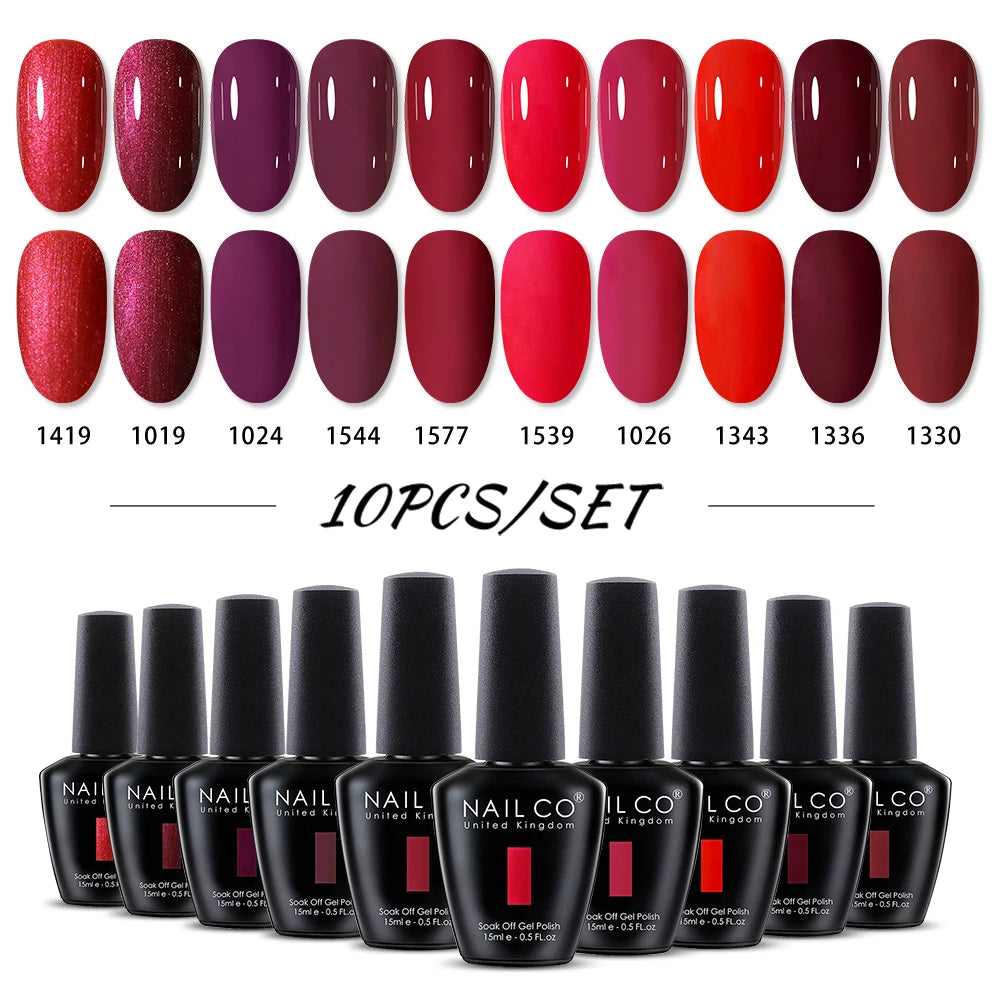 NAILCO 15ml 10/20/30pcs Nail Gel Polish 333 Colors Blue UV&LED Gel Varnish Nude Red Soak Off Semi Permanent UV Nail Gel Varnish