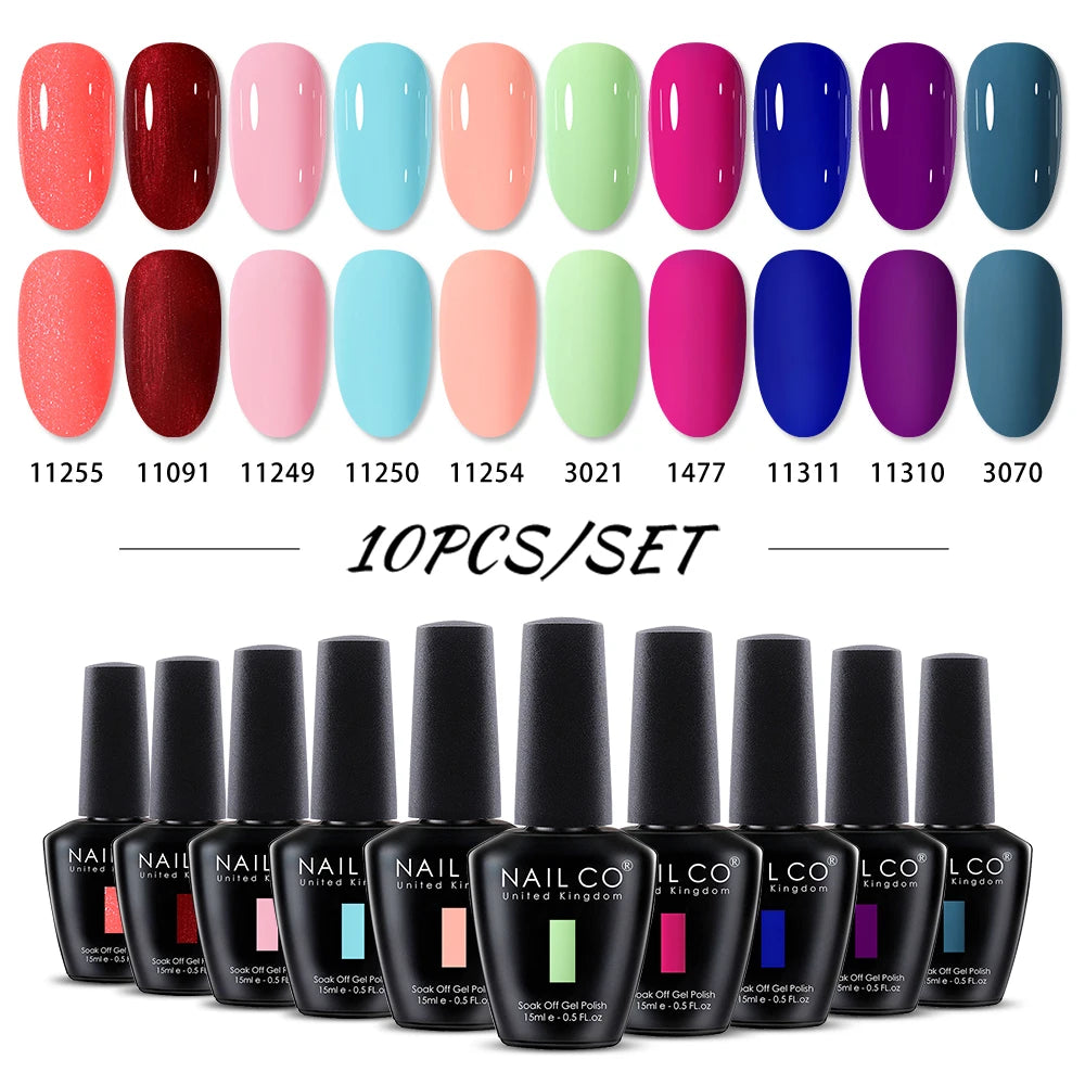 NAILCO 15ml 10/20/30pcs Nail Gel Polish 333 Colors Blue UV&LED Gel Varnish Nude Red Soak Off Semi Permanent UV Nail Gel Varnish