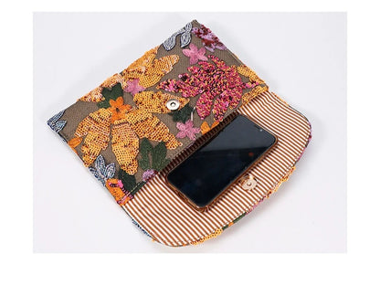 Cross-border High-end Envelope Bag, Sequined Embroidery Straw-woven Niche Women's Clutch Bag, Summer New Woven Women's Clutches