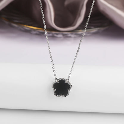 7 colors classic simple five-leaf flower pendant necklace natural stones clover Choker Chain for women party daily wear jewelry
