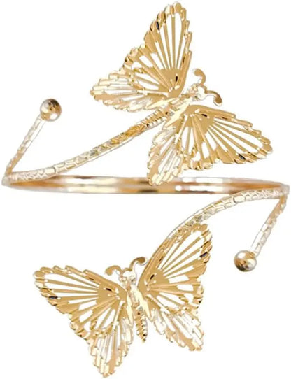Upper Arm Bracelet Band Cuff Bangle Coil Bracelet Butterfly Flower Gold Armband Adjustable Boho Coil Swirl Armlet ArmBand
